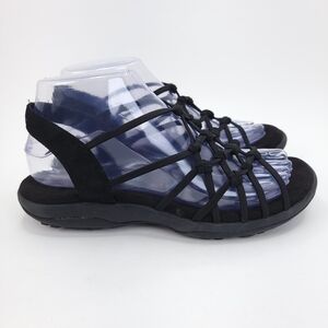 SKECHERS Reggae Slim Forget Me Knot Women's Size 7 Black Sandals Memory Foam